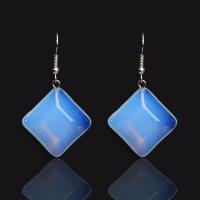 Sea Opal Drop Earring, brass earring hook, Rhombus, for woman 