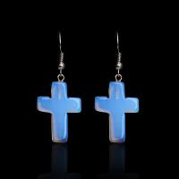 Sea Opal Drop Earring, brass earring hook, Cross, for woman 