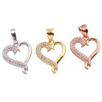 Cubic Zirconia Micro Pave Brass Pendant, Heart, plated, micro pave cubic zirconia nickel, lead & cadmium free Approx 