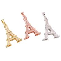 Cubic Zirconia Micro Pave Brass Pendant, Eiffel Tower, plated, micro pave cubic zirconia nickel, lead & cadmium free Approx 