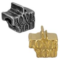 Edelstahl European Perlen, Wort Liebe dich, plattiert, ohne troll, keine, 12x11.5x9mm, Bohrung:ca. 5mm, verkauft von PC