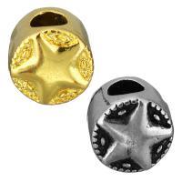 Perles European en acier inoxydable, Plat rond, Placage, avec motif d'étoile & sans filetage, plus de couleurs à choisir Environ 5mm, Vendu par PC