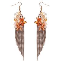 Crystal Tassel Earring, with Zinc Alloy, gold color plated, for woman & faceted 