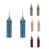 Crystal Tassel Earring, with Zinc Alloy, plated, for woman & faceted 