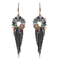 Crystal Tassel Earring, with Zinc Alloy, gold color plated, for woman & faceted 