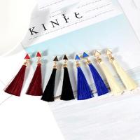 Fashion Fringe Earrings, Zinc Alloy, with Nylon Cord & Resin, gold color plated, vintage & for woman 