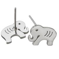 Stainless Steel Stud Earring, Elephant, without stopper & for woman, original color 0.7mm 