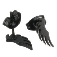 Stainless Steel Stud Earring, Wing Shape, black ionic, for woman 