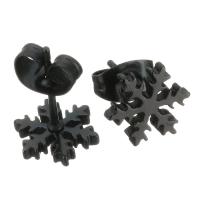 Stainless Steel Stud Earring, Snowflake, black ionic, for woman 