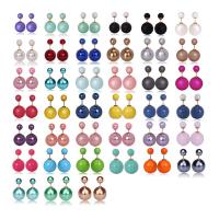 Acrylic Double Faced Stud Earring, stainless steel post pin, Round, imitation pearl & for woman 