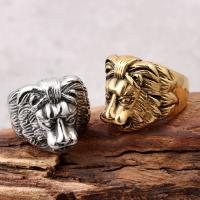 Titanium Steel Finger Ring, Lion, plated & for man & blacken 6mm 