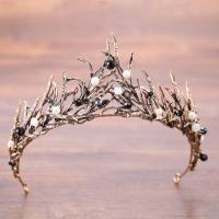 Tiaras nupciales, aleación de zinc, con Perlas de plástico ABS & Cristal, Corona, chapado, para novia & facetas & con diamantes de imitación, más colores para la opción, libre de plomo & cadmio, 65mm, Vendido por UD