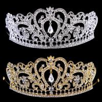 Tiaras nupciales, aleación de zinc, con Cristal, Corona, chapado, para novia & facetas & con diamantes de imitación, más colores para la opción, libre de plomo & cadmio, 70mm, Vendido por UD