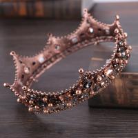 Tiaras nupciales, aleación de zinc, con Perlas de plástico ABS & Cristal, Corona, chapado en color cobre antiguo, para novia & facetas & con diamantes de imitación, libre de plomo & cadmio, 55mm, Vendido por UD