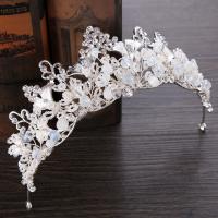 Bridal Tiaras, Zinc Alloy, with Crystal, Crown, silver color plated, for bridal & faceted & with rhinestone, lead & cadmium free, 50mm 