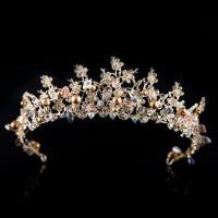 Tiaras nupciales, aleación de zinc, con Perlas de plástico ABS & Cristal, Corona, chapado en color dorado, para novia & facetas & con diamantes de imitación, libre de plomo & cadmio, 55mm, Vendido por UD