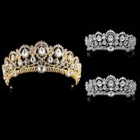 Bridal Tiaras, Zinc Alloy, with Crystal, Crown, plated, for bridal & faceted & with rhinestone lead & cadmium free, 70mm 