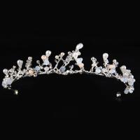 Tiaras nupciales, aleación de zinc, con Perlas de plástico ABS & Cristal, Corona, chapado, para novia & facetas & con diamantes de imitación, más colores para la opción, libre de plomo & cadmio, 35mm, Vendido por UD