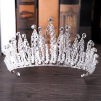 Tiaras nupciales, aleación de zinc, con Cristal, Corona, chapado en color de plata, para novia & facetas & con diamantes de imitación, libre de plomo & cadmio, 55mm, Vendido por UD