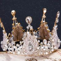 Tiaras nupciales, aleación de zinc, con Cristal, Corona, chapado en color dorado, para novia & facetas & con diamantes de imitación, libre de plomo & cadmio, 110mm, Vendido por UD