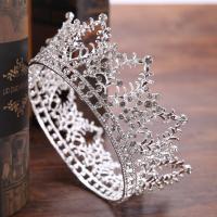 Bridal Tiaras, Zinc Alloy, Crown, plated, for bridal & with rhinestone lead & cadmium free, 60mm 