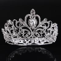 Bridal Tiaras, Zinc Alloy, with Crystal, Crown, silver color plated, for bridal & faceted & with rhinestone, lead & cadmium free, 55mm 