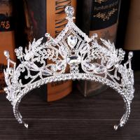 Tiaras nupciales, aleación de zinc, con Cristal, Corona, chapado en color de plata, para novia & facetas & con diamantes de imitación, libre de plomo & cadmio, 105mm, Vendido por UD