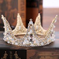 Tiaras nupciales, aleación de zinc, con Cristal, Corona, chapado en color dorado, para novia & facetas & con diamantes de imitación, libre de plomo & cadmio, 70mm, Vendido por UD