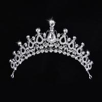 Bridal Tiaras, Zinc Alloy, with Crystal, Crown, silver color plated, for bridal & faceted & with rhinestone, lead & cadmium free, 50mm 