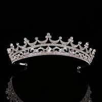 Tiaras nupciales, aleación de zinc, con Cristal, Corona, chapado en color de plata, para novia & facetas & con diamantes de imitación, libre de plomo & cadmio, 40mm, Vendido por UD