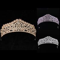 Bridal Tiaras, Zinc Alloy, Crown, plated, for bridal & with rhinestone lead & cadmium free, 45mm 