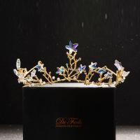 Tiaras nupciales, aleación de zinc, con Cristal, Corona, chapado en color dorado, para novia & facetas & con diamantes de imitación, libre de plomo & cadmio, 55mm, Vendido por UD