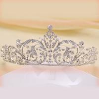 Tiaras nupciales, aleación de zinc, con Cristal, Corona, chapado en color de plata, para novia & facetas & con diamantes de imitación, libre de plomo & cadmio, 50mm, Vendido por UD