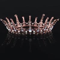 Tiaras nupciales, aleación de zinc, con Perlas de plástico ABS & Cristal, Corona, chapado en color cobre antiguo, para novia & facetas & con diamantes de imitación, libre de plomo & cadmio, 50mm, Vendido por UD