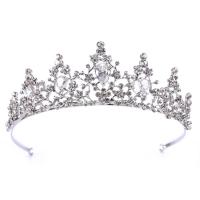 Bridal Tiaras, Zinc Alloy, with Crystal, Crown, platinum color plated, for bridal & faceted & with rhinestone, lead & cadmium free, 50mm 