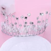 Tiaras nupciales, aleación de zinc, con Cristal, Corona, chapado en color de platina, para novia & facetas & con diamantes de imitación, libre de plomo & cadmio, 50mm, Vendido por UD