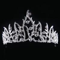 Tiaras nupciales, aleación de zinc, con Cristal, Corona, chapado en color de platina, para novia & facetas & con diamantes de imitación, libre de plomo & cadmio, 65mm, Vendido por UD