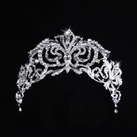 Bridal Tiaras, Zinc Alloy, with Crystal, Crown, platinum color plated, for bridal & faceted & with rhinestone, lead & cadmium free, 50mm 