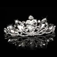 Bridal Tiaras, Zinc Alloy, with Crystal, Crown, platinum color plated, for bridal & faceted & with rhinestone, lead & cadmium free, 80mm 