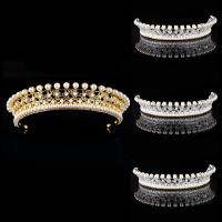 Tiaras nupciales, aleación de zinc, con Perlas de plástico ABS, Corona, chapado, para novia & con diamantes de imitación, más colores para la opción, libre de plomo & cadmio, 40mm, Vendido por UD