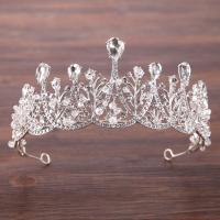 Tiaras nupciales, aleación de zinc, con Cristal, Corona, chapado en color de platina, para novia & facetas & con diamantes de imitación, libre de plomo & cadmio, 50mm, Vendido por UD