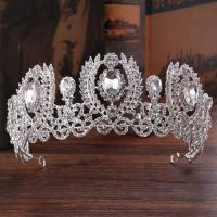 Bridal Tiaras, Zinc Alloy, with Crystal, Crown, platinum color plated, for bridal & faceted & with rhinestone, lead & cadmium free, 60mm 