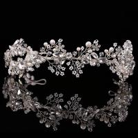 Bridal Tiaras, Zinc Alloy, with ABS Plastic Pearl & Crystal, Crown, plated, for bridal & faceted & with rhinestone lead & cadmium free, 50mm 