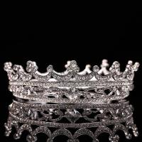 Bridal Tiaras, Zinc Alloy, with Crystal, Crown, platinum color plated, for bridal & faceted & with rhinestone, lead & cadmium free, 60mm 