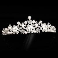 Tiaras nupciales, aleación de zinc, con Perlas de plástico ABS, Corona, chapado en color de platina, para novia & con diamantes de imitación, libre de plomo & cadmio, 60mm, Vendido por UD