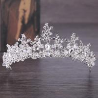 Tiaras nupciales, aleación de zinc, con Cristal, Corona, chapado en color de platina, para novia & facetas & con diamantes de imitación, libre de plomo & cadmio, 80mm, Vendido por UD