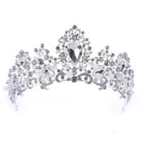 Bridal Tiaras, Zinc Alloy, with Crystal, Crown, platinum color plated, for bridal & faceted & with rhinestone, lead & cadmium free, 60mm 