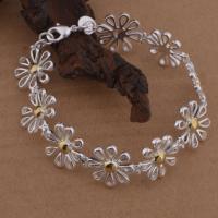 Brass Bracelets, Flower, plated, for woman & two tone, lead & cadmium free, 18mm Approx 8 Inch 