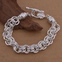 Brass Bracelets, real silver plated, rolo chain & for woman, lead & cadmium free, 10mm Approx 8 Inch 