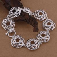 Brass Bracelets, real silver plated, for woman, lead & cadmium free, 20mm Approx 8 Inch 